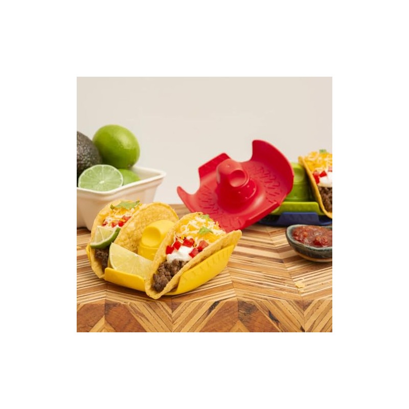 Prepara Double Sombrero Taco Holder, Set of 4, Assorted Colors