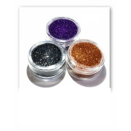 AD18 Diamantina comestible para repostería (PRIME). TRIO: NEGRO/NARANJA/MORADO. 30gr Brillantina para postres. Purpurina comestible (3 piezas de 10gr c/u) SWEET CANDY COLORS