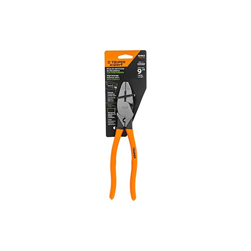 Truper Expert T210-9X Pinza para electricista 9 con ponchador de