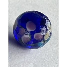 Handmade 3 Handmade Lampwork Glass Deep Blue Encased Rose Flower Floral Round Beads 12mm