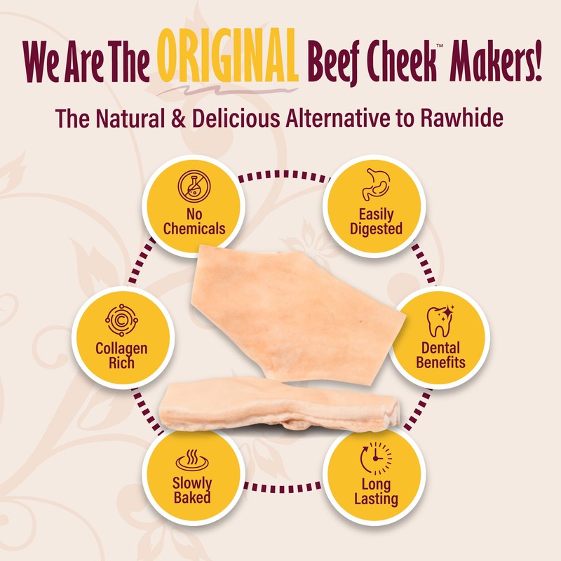 Barking Buddha Beef Cheek Chips | Extra Thick 2"-4" All