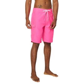 O'NEILL Men's 21 Inch Solid Boardshorts - Water Resistant Swim Trunks for Men with Quick Dry Stretch Fabric and Pockets,Neon Pink-34