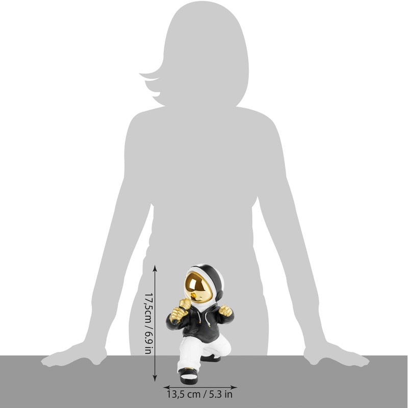 BRUBAKER Decorative Astronaut Singer Figure with Gold Microphone and Black