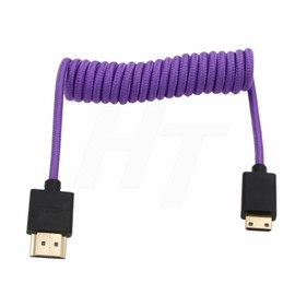 HangTon 8K 4K 60p Mini HDMI to HDMI 2.1 Braided Coiled Cable for Nikon Z5 Z7 D750 Sony CX7 SR7E Canon EOS R RP 5DIV ATOMOS Ninja V Portkeys Video Assist Monitor Type A C