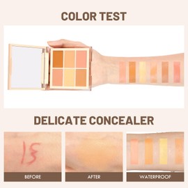 6 Colors Correcting Concealer Palette, Cream Concealer for Dark Circle and Red Marks Scars, Full Coverage Concealer for Mature Skin, Contouring Highlighting Concealer Palette Makeup Kit