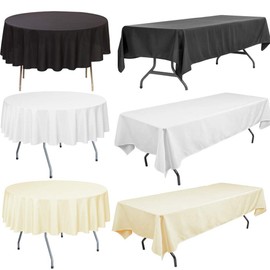 Time to Sparkle Round 90" Polyester Tablecloth, Tablecloth Table Cover Seamless linen Decoration Wedding, Black