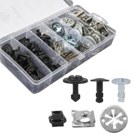 OTUAYAUTO Pack of 100 Mounting Clips Repair Kit, 6 Types of Universal Car Clip Set Nylon Metal Bumper Body Engine Protection Underbody Bonnet Insulation Screw Radiator Cover Clips