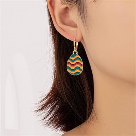 coadipress Easter Earrings for Women Cute Bunny Eggs Dangle Huggie Hoop Earrings Colorful Rabbit Flower Spring Holiday Festive Hoop Jewelry Gifts (Color Eggs)
