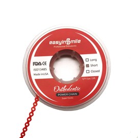 SNAWOP Dental Orthodontic Power Chain Multicolor Spool Elastic Rubber Bands for Teeth Braces (Short, Red)