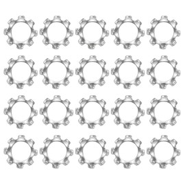 sourcing map M4 20Pcs External Tooth Lock Washers, 410 Stainless Steel Star Washer Tooth Locking Ring Washers Quick Speed Star Nut Locking Fastener, Silver
