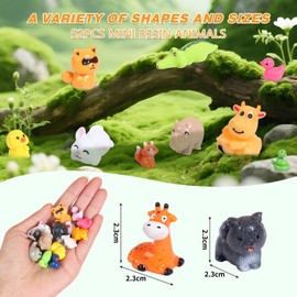 Norvens 52pcs Mini Resin Animals Set, Tiny Cute Animal Figurines for Dollhouse, DIY Crafts, Fairy Garden Decor, Aquarium Landscape, Kids Creative Projects, Miniature Dollhouse Accessories