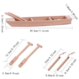 GORGECRAFT 11.6 Inch Large Wooden Boat Unfinished Natural Canoe Wood Craft Project Nautical Fishing Boat Model Ocean Landscape Ornamnets Sailboat Rowboat with Oars for Drawing