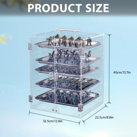 Acrylic Miniature Model Carrying Case,6 Metal Trays - Transparent Dustproof Display Box for Collectibles,Figurines,Model Toys Protection and Showcase
