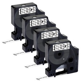 Meritom Compatible Dymo D1 Label Tape Transparent Replacement for Dymo D1 12 mm Label Tape 12 mm x 7 m Black on Clear 45010 S0720500, for Dymo LabelManager 160 210D 360D 420P Labelpoint 100 150, 4P