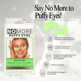Danielle Creations Anti-Puffiness Puffy Under Eyes No More Hydrogel Undereye Masks for Dark Circles with Collagen & Cucumber, 6 Pairs