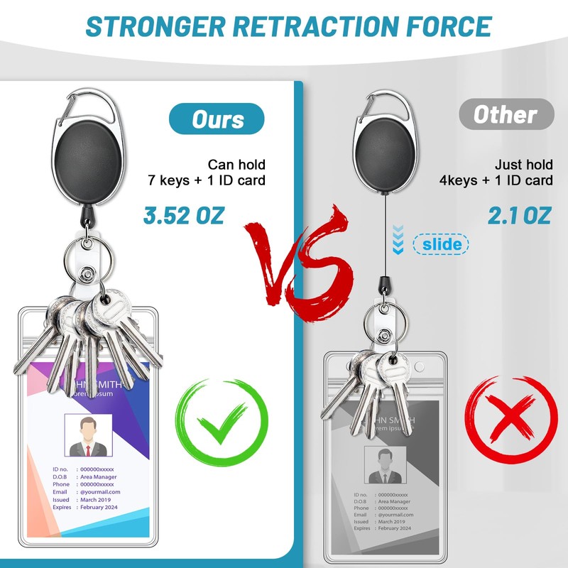 2 Pack ID Badge Holder with Retractable Badge Reel Clear