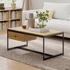 Manora Minimalist Coffee Table with Drawer, Modern Industrial Aesthetic Center