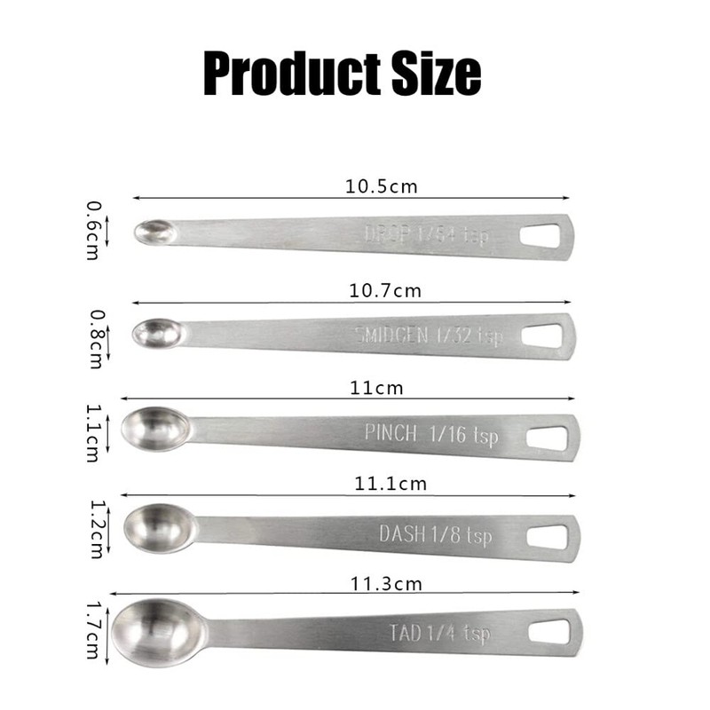 5PCS Mini Measuring Spoons Set Stainless Steel Small Tablespoon Teaspoon