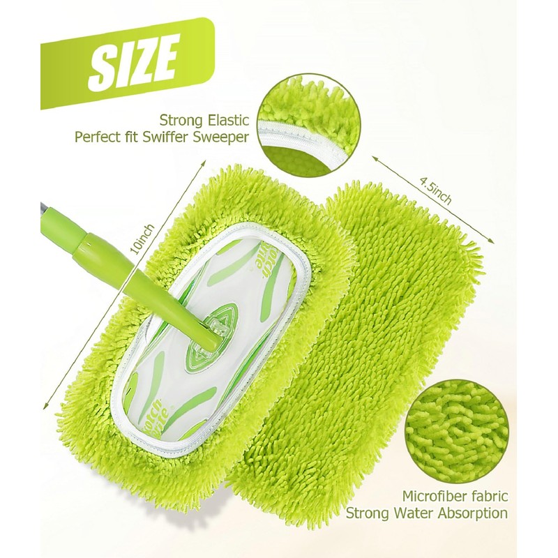 6 Pack Reusable Microfiber Mop Pads for Swiffer Sweeper Mop