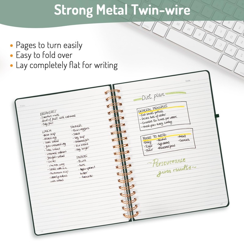 Forvencer Lined Spiral Journal Notebook with 300 Numbered Pages, B5