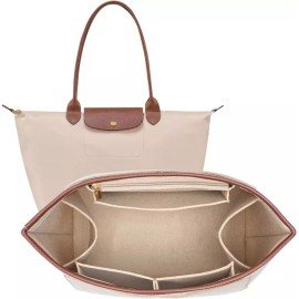 _Longchamp 도이아푸오스 펠트 지갑 정리함 롱샴 르 플리지 S 가방 핸드백 가죽 엣지 삽입물 베이지 스몰 [Medium] Doiyafuos Felt Wallet Organizer Longchamp Le Pliage S Bag Handbag Leather Edge Insert Beige Small [Medium]