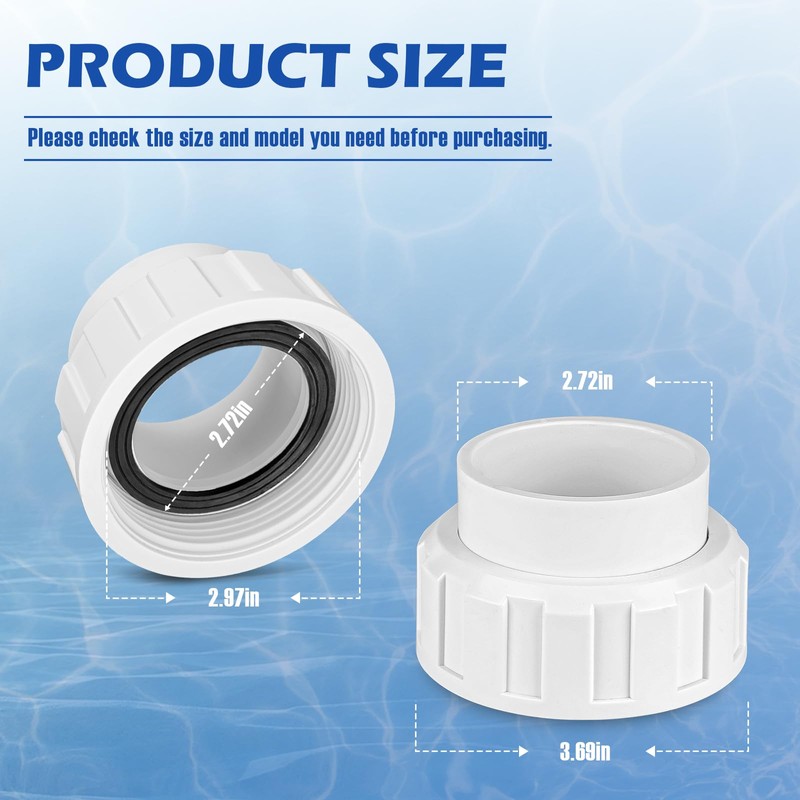Salt Cell 2" Union Replacement for Goldline Hayward Salt Chlorine