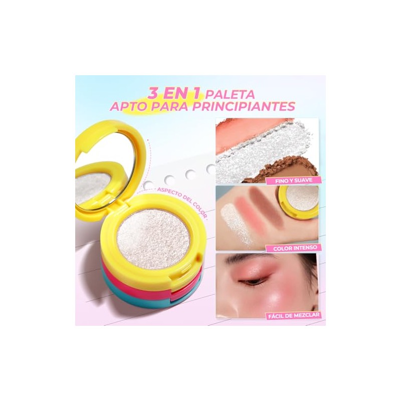 Paleta 3 en 1 de Maquillaje, Sombra, Rubor E Iluminador,