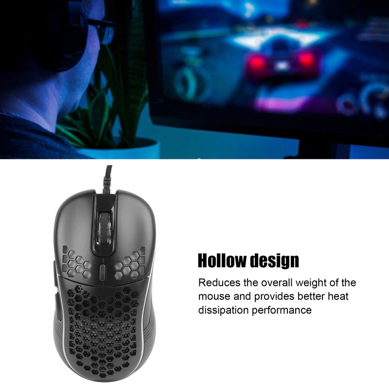 Wired Mouse Lightweight Hollow Out Ergonomic Optical Sensor USB Computer