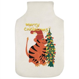 'Tiger Decorating A Christmas Tree' Hot Water Bottle Cover (HW00036644)