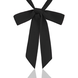 Luckyvestir Ribbon Tie, Black/Red/Navy Bow Tie for Women, Girls Neck Self String Tie School Bolo Bowtie for Uniform Shirts (1pcs:black)