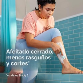 Venus Simply 3 Maquinillas de afeitar desechables sensibles, 12 unidades