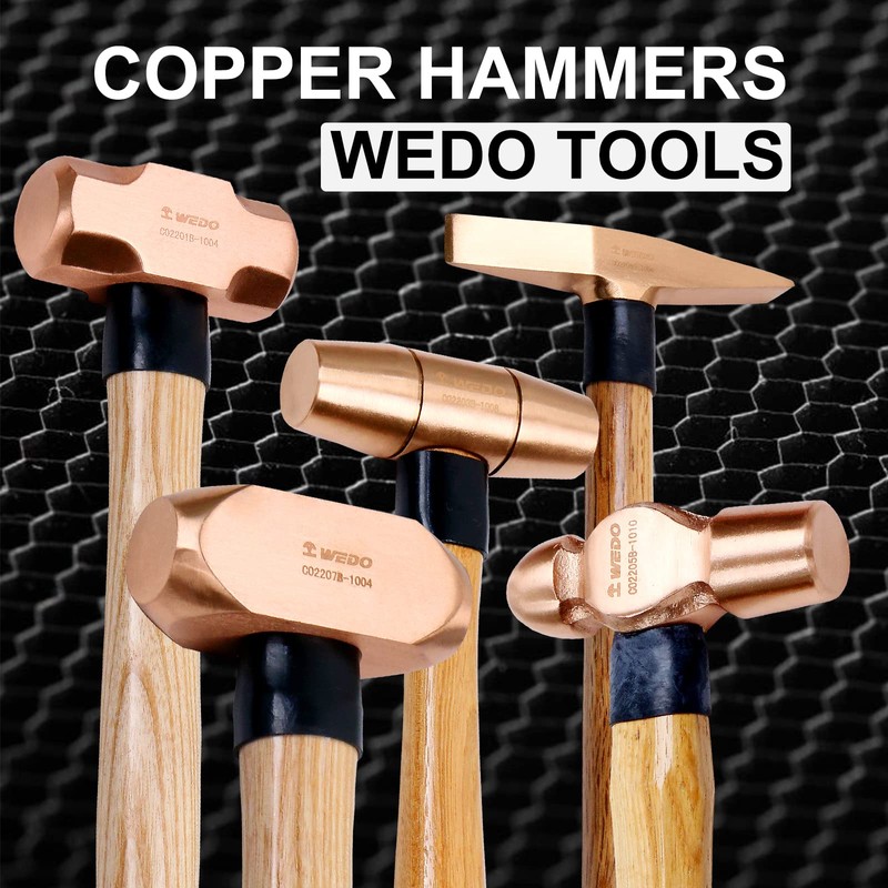 WEDO Copper Scaling Hammer,Chipping Hammer with Woodeng Handle,150g,13''330mm