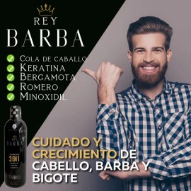 Rey Barba Shampoo 3 En 1 Cabello Barba Cuerpo Para Caballero