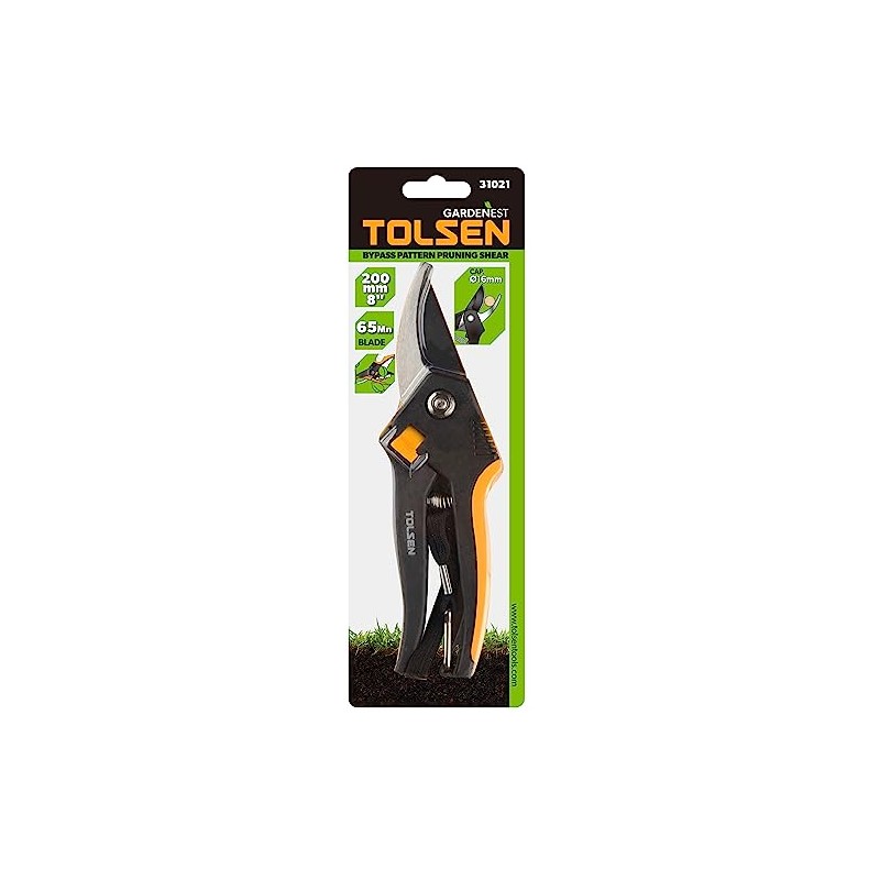 Tolsen Pruning Shears - Bypass Pattern Secateurs 8" Hand Pruner
