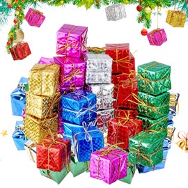 SWoob 96pcs Mini Present Ornament Christmas Tree Hanging Gift Box Christmas Tree Decor Coloured Christmas Parcel Decorations Presents Suitable for Christmas Decoration (Colorful)