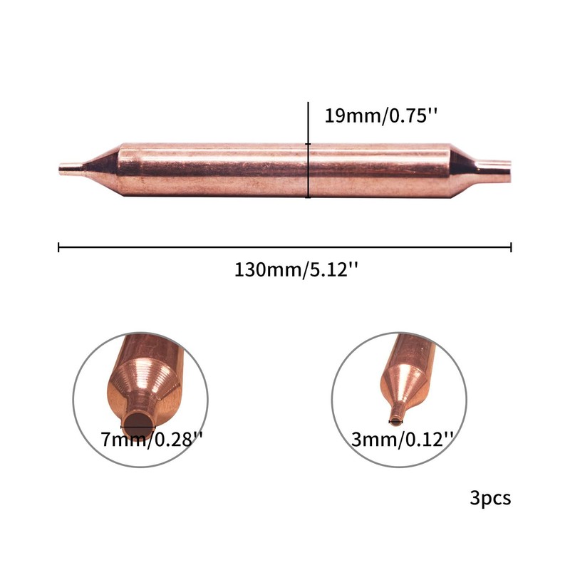 3 Pcs Refrigerator Filter Dryers, Mairuker 19mm x 130mm Copper