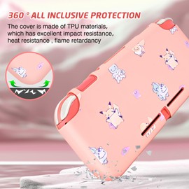 DLseego Case Compatible with Switch Lite, Soft Slim Anti-Scratch Protector Case Shock Absorption Switch Lite Protective Shell with 2 PCS Thumb Grip Caps,Pink