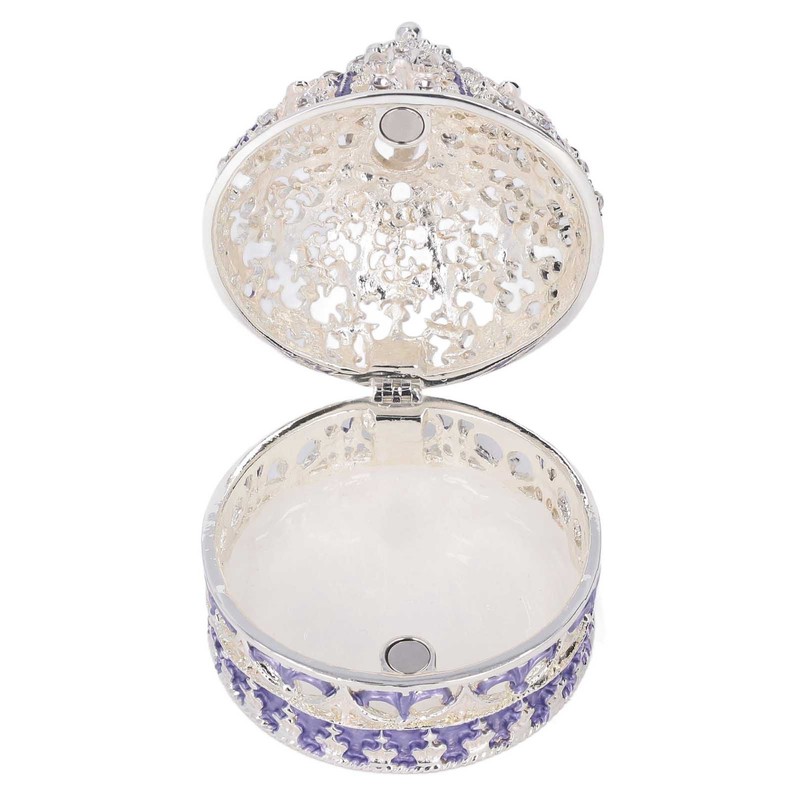 Metal Trinket Box Purple Crown Shape Shiny Elegant Exquisite Zinc