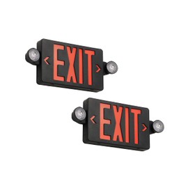 GZRUIYANG Black Housing Exit Sign with Emergency Lights Red, LED Emergency Exit Light with Battery Backup, UL 924 Certified, AC 120/277V, Commercial Emergency Lights Combo for Business - 2 Pack