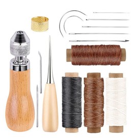 Leather Sewing Awl Thread Kit with Waxed Thread Manual Speedy Stitcher Tool (Type 2)
