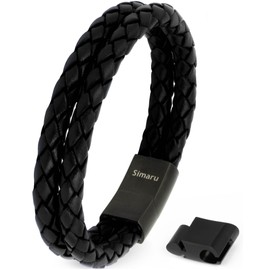 Simaru Leather Bracelet for Men and Women, Genuine Leather Bracelet with Stainless Steel Hook Clasp, Premium Quality, Made in Germany, Leather