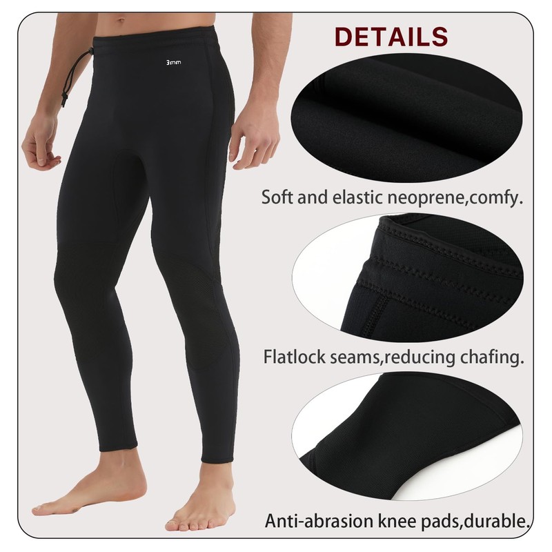 Lemorecn Wetsuits Pants 3mm Neoprene Swimming Canoeing Pants(UK1031-S）