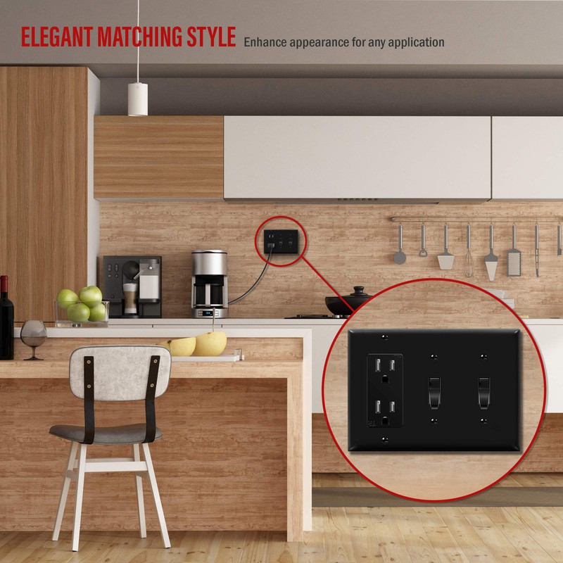 ENERLITES Combination Triple Light Switch Plate, Double Toggle/Single Decorator Switch,