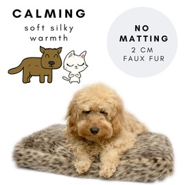 Millie Mats Pet Bed Plush Faux Fur Bed for Small & Medium Size Dog, Puppy or Cat. Use as Crate Bed. Washable Removable Cover for Easy Clean. Soft, Warm & Luxurious for stretchers & Belly Loungers.