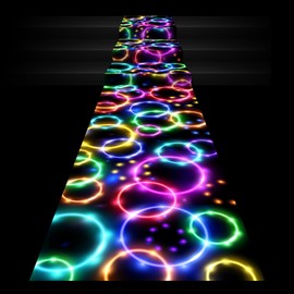 Haull 236 x 39 Inch Neon Light up Dance Floor Glow in The Dark Blacklight Rug Neon Party Decorations UV Reactive Fluorescent Runner for Christmas Birthday Wedding Party Favors(Dream Bubble)