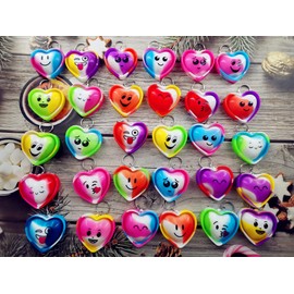 Roaqua 30 Packs Valentines Push Fidget Bubble Bulk Heart Shape Mini Pop Fidget Keychain for Adult and Kids,Small Valentine Wedding Party Favors and Classroom Student Gift