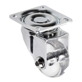 GTV - Brazylia Furniture Castor without Lock - Swivel Castors for Furniture - Steel/PC/PU - Diameter 35 mm - Swivel Wheels 360 Degrees - Total Load per Castor 30 kg - Transparent