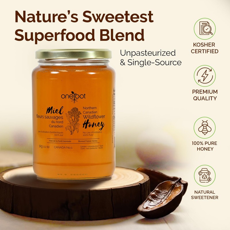 OneRoot Natural Wildflower Honey Liquid | 100% Pure Canadian Boreal