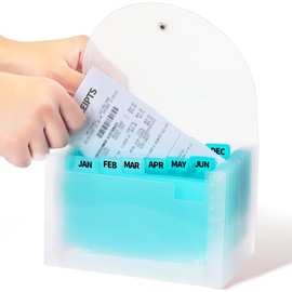 H4D Coupon Receipt Holder, 13 Pocket Accordion File Organizer, 7x4.5 Inches, Teal