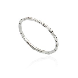925 Sterling Silver Minimalist Hammered Skinny Knuckle Stacking Rings for Women Girls, Size 7